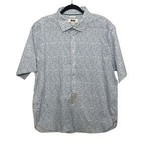 NWT Joseph Abboud Mens Blue Cotton Modern Fit Short Sleeve Button Up Shirt XXL